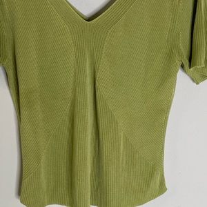 OLIVE GREEN SILK TOP